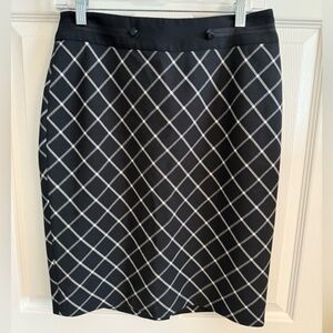 The Limited Black and White Striped Pencil Skirt